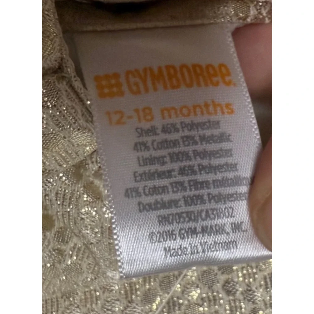 Gymboree Gold Shimmer Baby Dress Bow Size 12-18 months Formal Holiday Party NWT